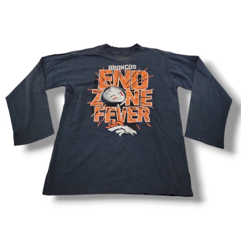 Denver Broncos Shirt Size XL Broncos End Zone Fever Graphic T-Shirt Long Sleeve